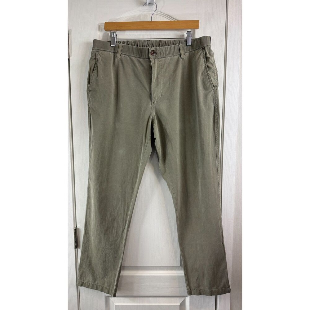 Bearbottom Mens Stretch Chino Pants XL Olive Green Elastic Waist Casual
